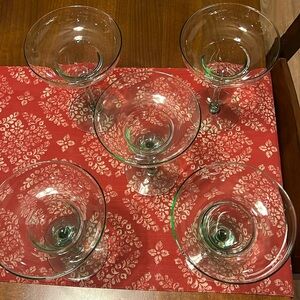 Set of five margarita glasses